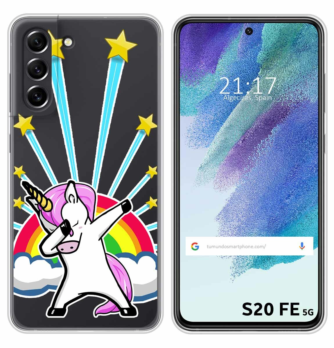 Cover Silicone Trasparente per Samsung Galaxy S21 FE 5G Disegno Unicorno Dibu