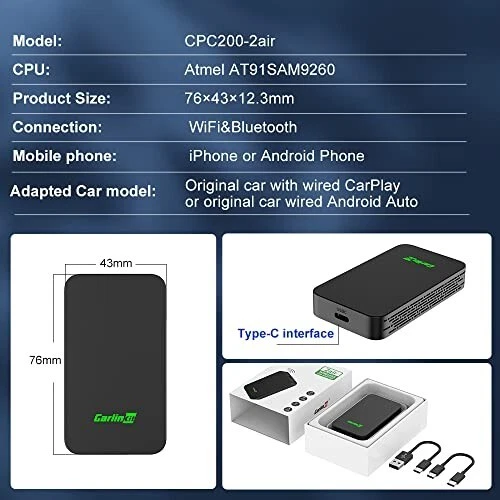 CarlinKit 5.0 Wireless CarPlay/Android Auto Adapter, Plug & Play, Dual Channel - Picture 8 of 17