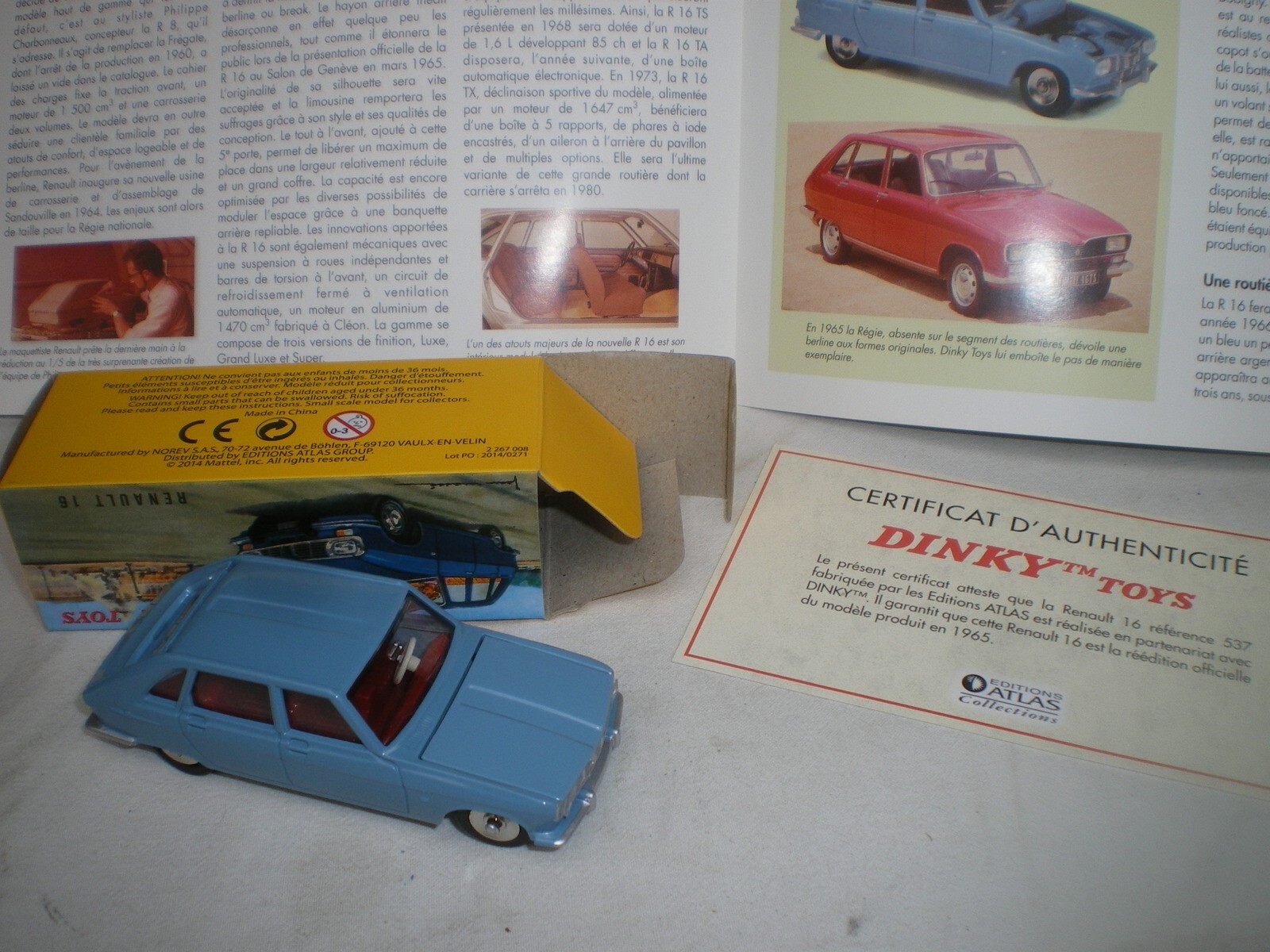 Renault 16 Dinky Toys 537 boîte Atlas avec fiche idéale pour cadeau de collection