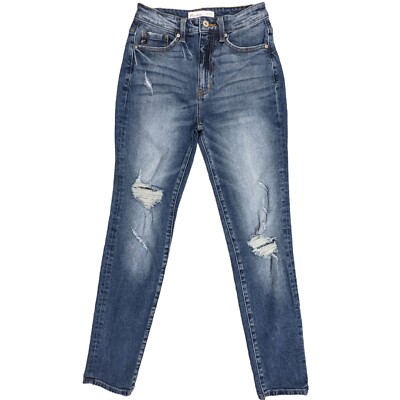 KanCan Skinny Jeans Women Size 25 Inseam 29'' High-Rise Distressed Style# 118997