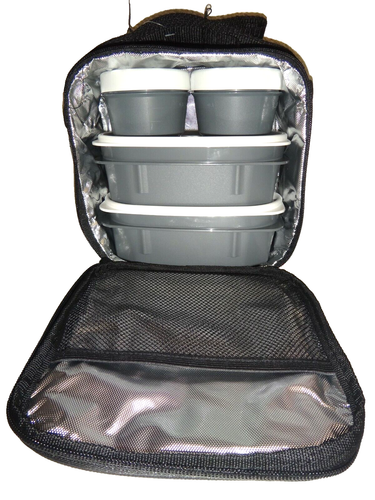 TATAY Black Checked Zip Lunch Bag 3 Thermal Layers& 4 Plastic Food Containers - Picture 2 of 10