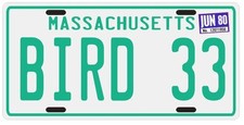Larry Bird Boston Celtics Rookie 1980 MA License plate 