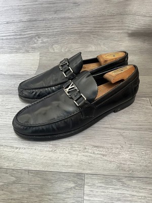 Louis Vuitton Mens Major Loafers Black Leather LV LOGO Slip  display picture 3