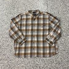 Vintage Carhartt Flannel Men's 3XL Brown Loose Fit Cotton Plaid Work Shirt