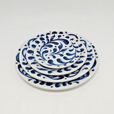 Steelite Messina Blue Commercial Crockery Sample Coupe Plate Set, 4 Pieces