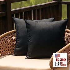 Outdoor Waterproof Throw Pillow Covers Set of 2 18" x 18" Pack of 2 Black