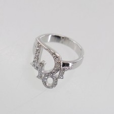 Dior Used Logo Rhinestone Finger Ring Silver ...