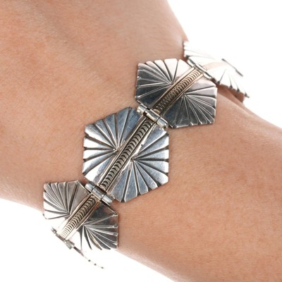 Joe Delgarito Navajo sterling/14k 6.75''-8'' Adjustable link bracelet