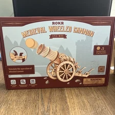 Rokr 3D Wooden Puzzle Model Kit Wooden Firing Medieval Wheeled Cannon
