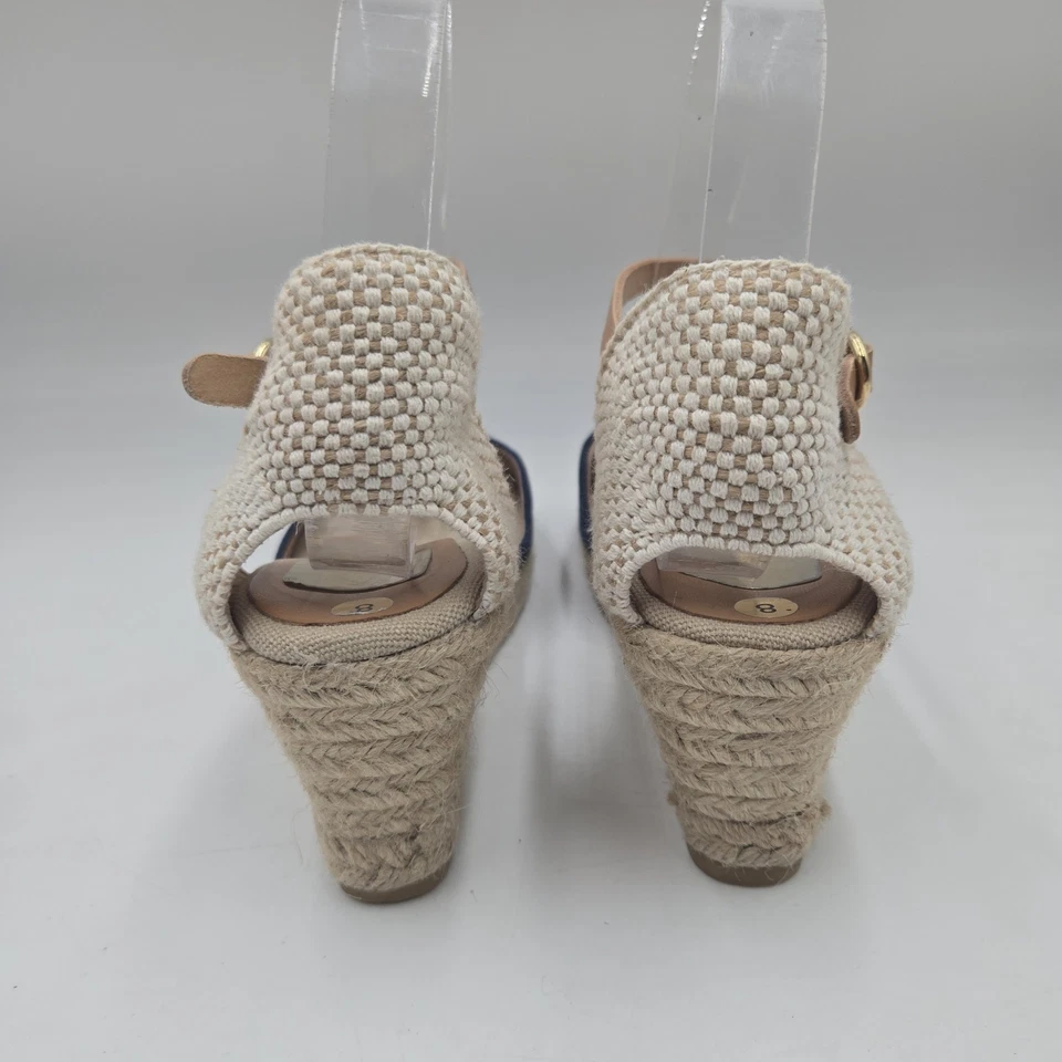 Alpargata de cuña con correa al tobillo Kanna para mujer 4207 sandalia azul gamuza tostado talla 39/8 Foto 4 de 4