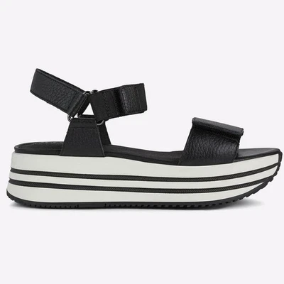 Geox Kency Sandales De Plage D'Été Pour Femmes, Mode, À Plateforme, Noires - Photo 1/4