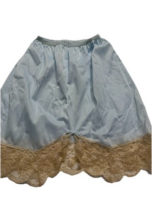 hollywood vassarette Sung sing wear  Underskirt Slip Blue Lace Sz S