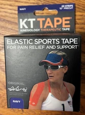 KT Tape Kinesiology Therapeutic Sports Tape, 20 Strips, 10" Precut, Navy