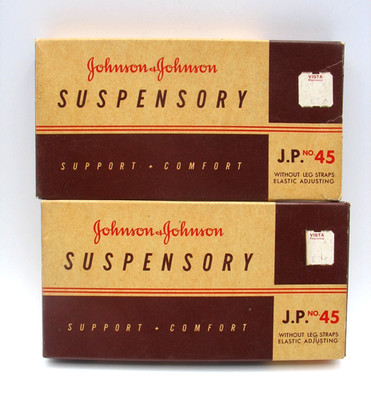 2 VINTAGE JOHNSON & JOHNSON SUSPENSORY SUPPORTERS IN BOX