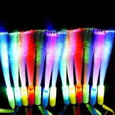 12PC Glow Fiber Optic Wand Glow Sticks,LED Light Up Wand,Glow in The Dark Par...