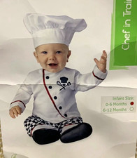 Infant Chef Complete Outfit Costume 0-6 Months Occupations Unisex White/Black