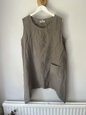 Shepard’s 100% Linen Dress Langenlook Arty Boho Large Stone Grey