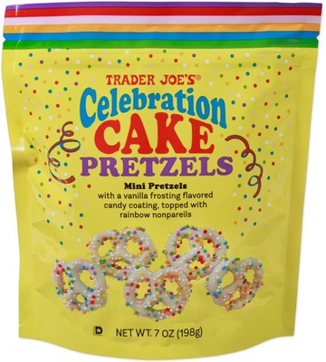 Trader Joe's 7 oz. Mini Birthday CELEBRATION CAKE PRETZELS Vanilla * BB 3/2027 *