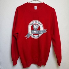VTG University of Nebraska Huskers Russell Crewneck Sweatshirt Mens M Red USA
