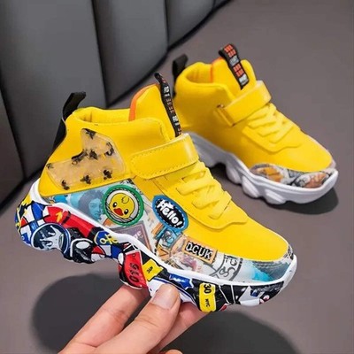 Size 26-36 Children Sports Sneakers for Girls Kid Cartoon Graffiti Pattern Casua