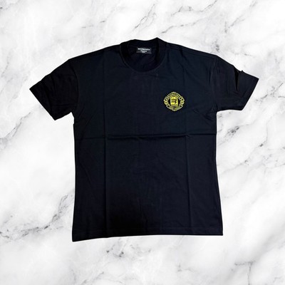 Balenciaga Wardrobe Unisex T-Shirt XL Black Yellow Embroidered Crest Logo Tee