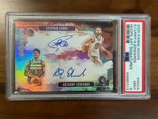 2020 Panini NBA Hoops Anthony Edwards Stephan Curry  Hoops Art Dual Auto PSA 9 