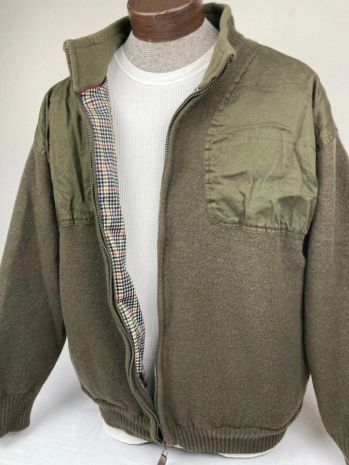 ORVIS 100% ШЕРСТИ ОКОНЧАТЕЛЬНЫЙ НЕПОГОДА СЪЕМКИ СВИТЕР ЗЕЛЕНЫЙ ПОЛНЫЙ МОЛНИИ МУЖСКОЙ XXL - Изображение 3 из 4