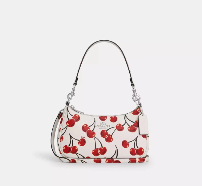COACH CZ774 Teri Shoulder Bag With Cherry Print Smooth Leather