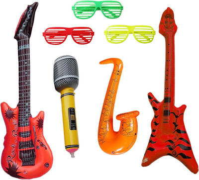 7 Stück Luftgitarren Zum Aufblasen - Aufblasbare Props Set, Fotobox Accessoires,