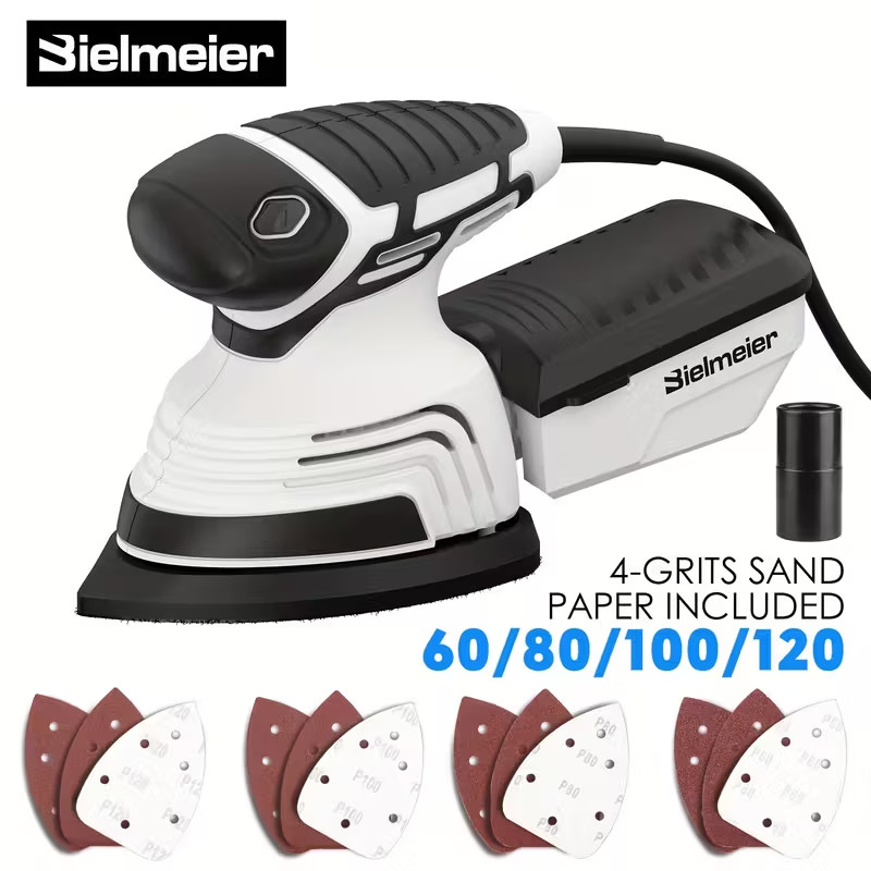 Detail Electric Sander With 12pcs Sandpaper, 120V 14000OPM