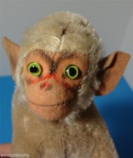 59 STEIFF 1314,00 COCO THE BABOON RED COLLAR NO TAGS SOME HAIR LOSS 14CM 5 1/2"