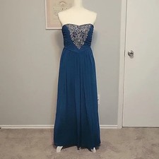 Chapman Blue Strapless Prom Dress