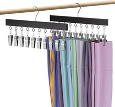 Legging Organizer for Closet 2 Pack, Pants Hangers with Clips Holds 20 Leggings,