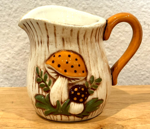 Rare Vintage Orignal Ryowa Pottery Merry Mushroom 3" Creamer Before Sears
