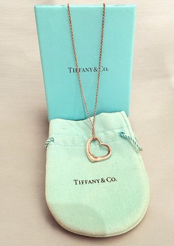 Tiffany & Co. 925 Sterling Silver Elsa Peretti Open Heart Pendant Necklace w COA
