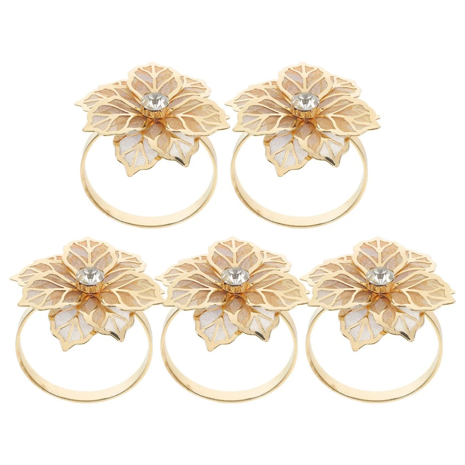  5 Pcs Anello Portatovagliolo Anelli Di Tovaglioli Metallo Delicati - Immagine 3 di 4