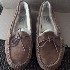 Ugg Australia Womens Dakota Swirl moccasin Size 7 Brown Slip On Fuzzy Fur