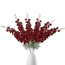 Delphinium Flowers Artificial Flowers 6 pcs Burgundy Silk Flowers 33.5 in Lon...