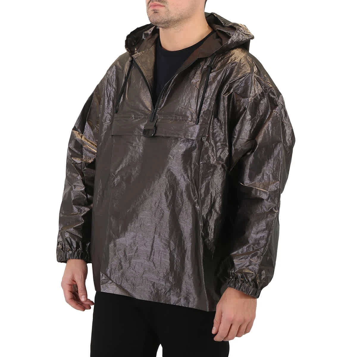 Giacca antivento oversize Fendi uomo grigia con cappuccio estraibile marca taglia 48