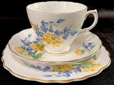 Royal Vale “SPRINGTIME”Vintage Floral Bone China Tea Cup Saucer & Tea Plate Trio