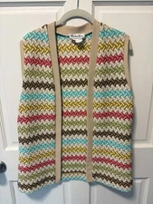 60s Bleeker Street Jonathan Logan Chevron Sweater Vest Womens Size 18 L Large