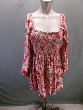 Old Navy Size L Women Multicolor Floral Long Sleeve Square Neck Flared Dress 044