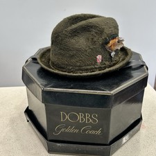 Vintage DOBBS Golden Coach BEAVER Fur Fedora Hat In Original Box Never Worn