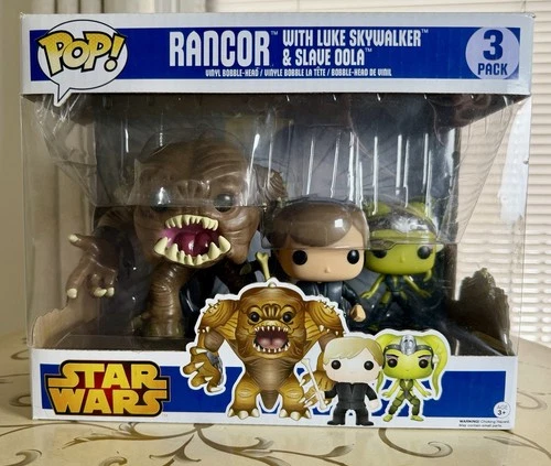 Funko Pop! Star Wars Rancor, Luke Skywalker & Slave Oola 3 Pack Vinyl Bobblehead