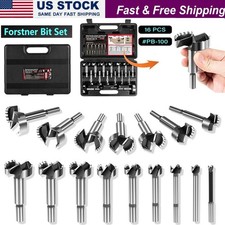 PB-100 16 Piece Forstner Bit Set Steel Wood Drill Bit Diameter 1/4" to 2-1/8"