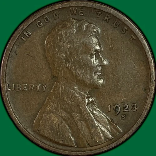 1923-S Lincoln Wheat Cent Very Fine VF Coin #34341