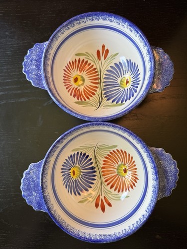 Vintage Henriot Quimper Frankreich Keramik Blumen Müsli Suppe Schüssel, mitgeschlagen 5,25"
