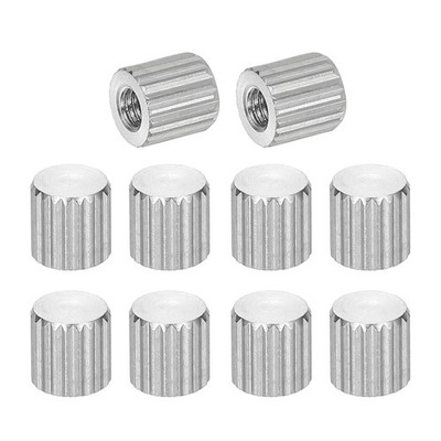 M2.5 Knurled Thumb Nuts 10pcs  Steel Flat Head Blind Hole, D5mm x H5mm