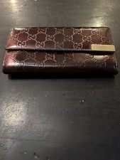Gucci Brown Logo Pattern Folding Wallet Logo Accents Credit Card Feature Women's