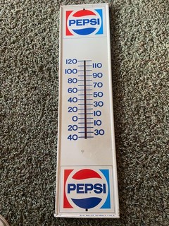 Vintage Original 1970's Metal Pepsi Thermometer Working Thermometer PM 1105